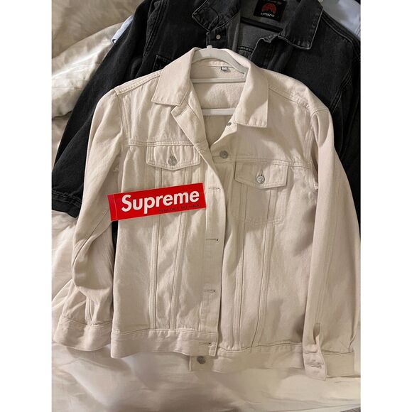 Cream Denim Jacket - Picture 4 of 5